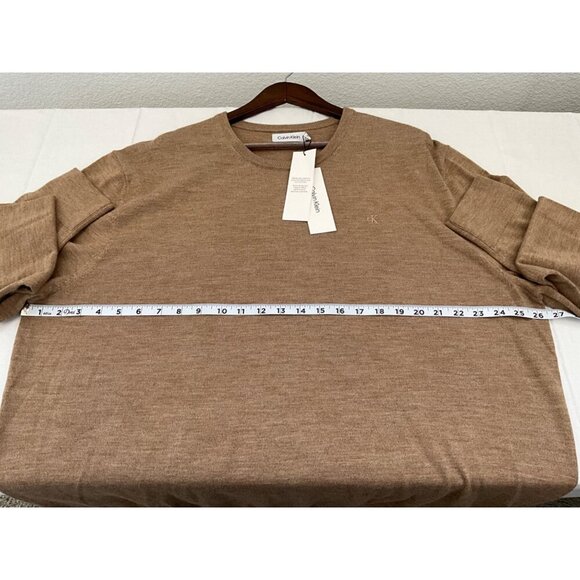 Calvin Klein Men's Extra-Fine Merino Wool Sweater 2XL Tan - Picture 7 of 10